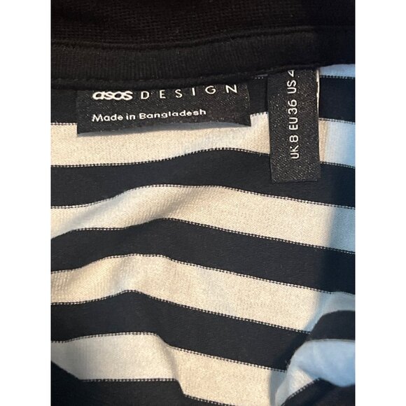 ASOS DESIGN long sleeve maxi t-shirt dress in black and white stripe sz 4 - Picture 3 of 7